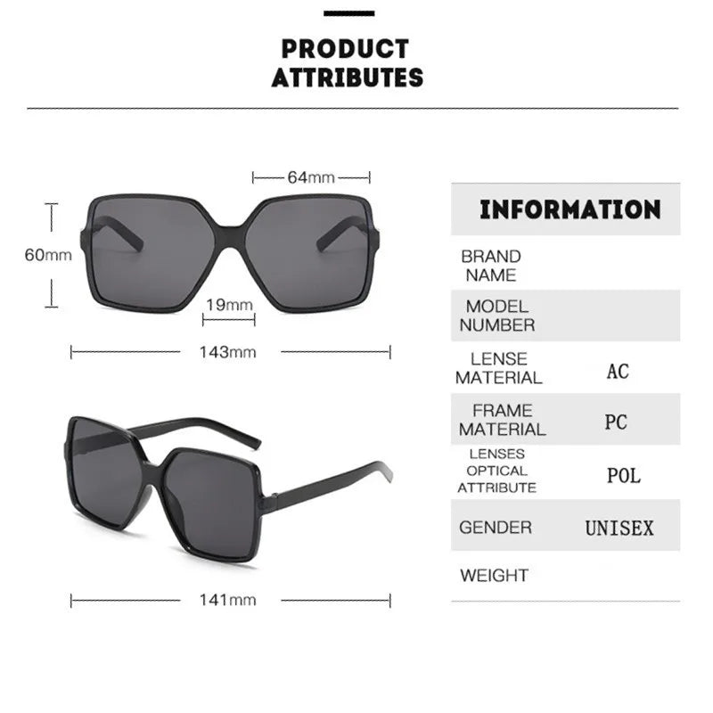 3PCS Brand Designer Fashion Oversized Sunglasses Women Plastic Female Big Frame Gradient Sun Glasses UV400 gafas de sol mujer