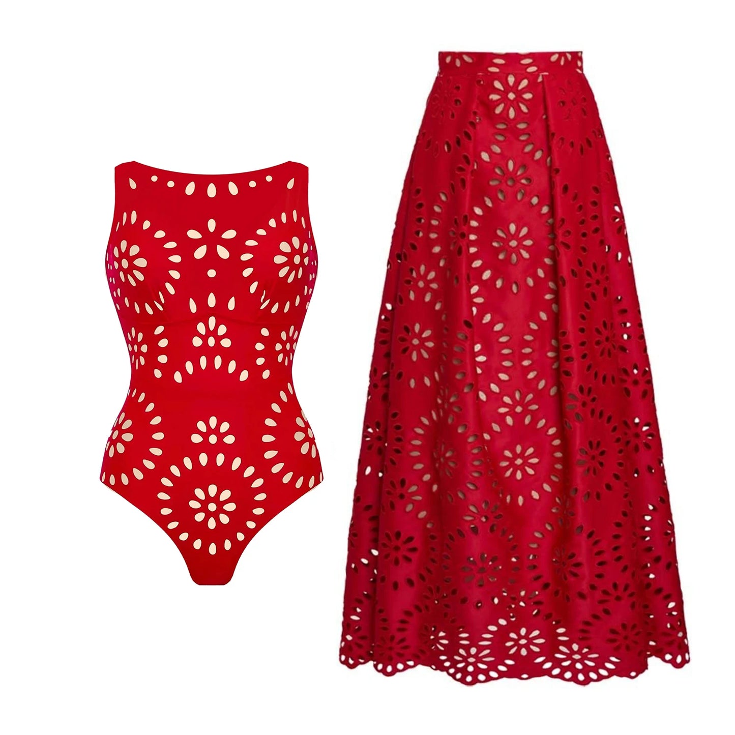 2Pcs Laser Cut Swimsuit Sexy Women Bikinis Push Up Swimwear High Waisted Biquini Female Hollow Bathing Suit Bodysuit Beachwear