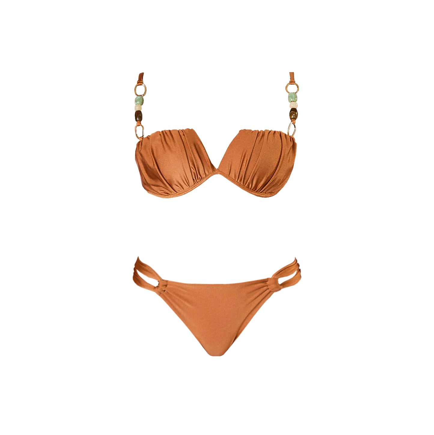 3Pcs Push Up Swimsuit With Long Skirt Sexy Women Swimwear Female Bikini V Neck Swimming Suit Shiny Bodysuit Beachwear Cover Up