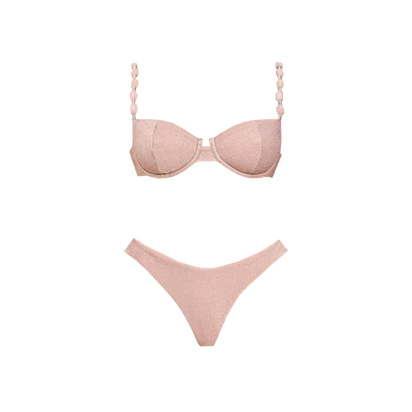 3Pcs Push Up Swimsuit With Long Skirt Sexy Women Swimwear Female Bikini V Neck Swimming Suit Shiny Bodysuit Beachwear Cover Up