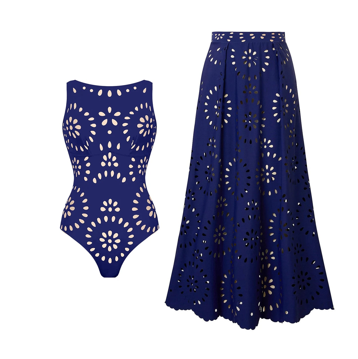 2Pcs Laser Cut Swimsuit Sexy Women Bikinis Push Up Swimwear High Waisted Biquini Female Hollow Bathing Suit Bodysuit Beachwear